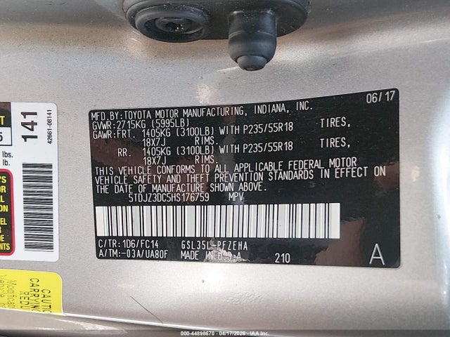 5TDJZ3DC5HS176759 Toyota Sienna Le 7 Passenger