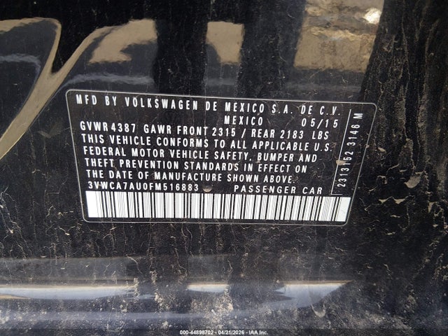 44898702 :رقم المزاد ، 3VWCA7AU0FM516883 vin ، 2015 Volkswagen Golf Sportwagen Tdi Se 4-door مزاد بيع