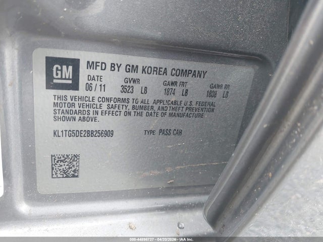 Продаж на аукціоні авто 2011 Chevrolet Aveo 2lt, vin: KL1TG5DE2BB256909, номер лоту: 44898727