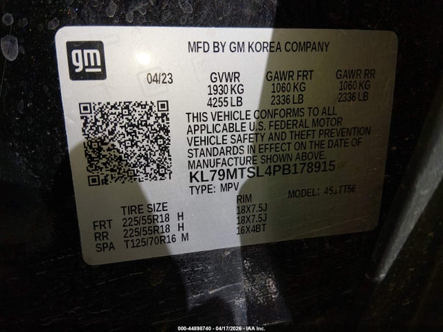 KL79MTSL4PB178915 Chevrolet Trailblazer Fwd Rs