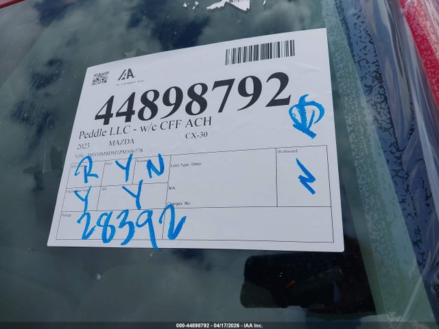 44898792 :رقم المزاد ، 3MVDMBDM1PM506778 vin ، 2023 Mazda Cx-30 2.5 S Premium مزاد بيع
