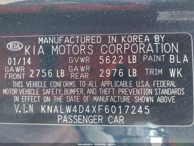 Продажа на аукционе авто 2015 Kia K900 Luxury, vin: KNALW4D4XF6017245, номер лота: 44898816