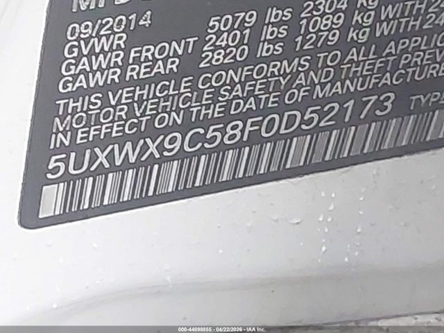 Продажа на аукционе авто 2015 Bmw X3 Xdrive28i, vin: 5UXWX9C58F0D52173, номер лота: 44898855