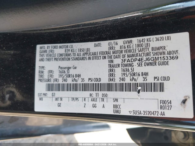 Ford FIESTA SE 2016 3FADP4EJ6GM153369 Image 9