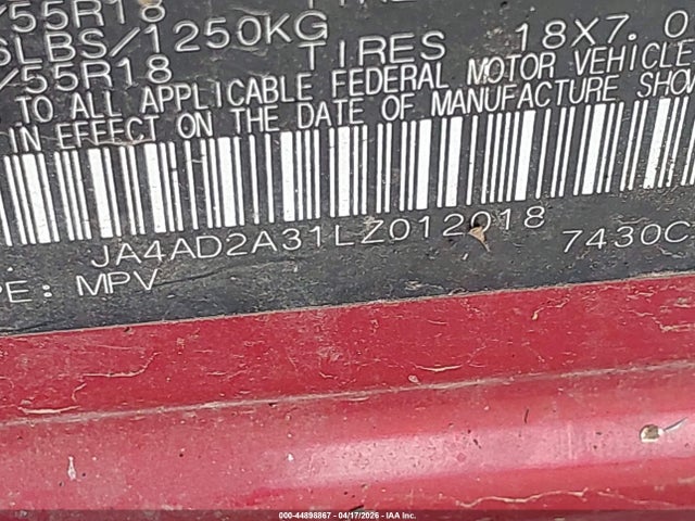 Aukcja sprzedaży 2020 Mitsubishi Outlander Es 2.4, vin: JA4AD2A31LZ012018, numer aukcji: 44898867
