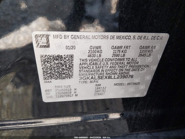 Продаж на аукціоні авто 2020 Gmc Terrain Fwd Denali, vin: 3GKALSEX8LL239076, номер лоту: 44898891
