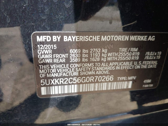Продажа на аукционе авто 2016 Bmw X5 Sdrive35i, vin: 5UXKR2C56G0R70266, номер лота: 44898925