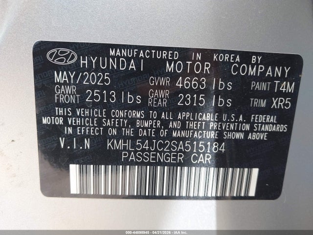 Продаж на аукціоні авто 2025 Hyundai Sonata N Line, vin: KMHL54JC2SA515184, номер лоту: 44898945