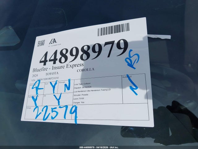 5YFB4MDE0RP210241 Toyota COROLLA LE