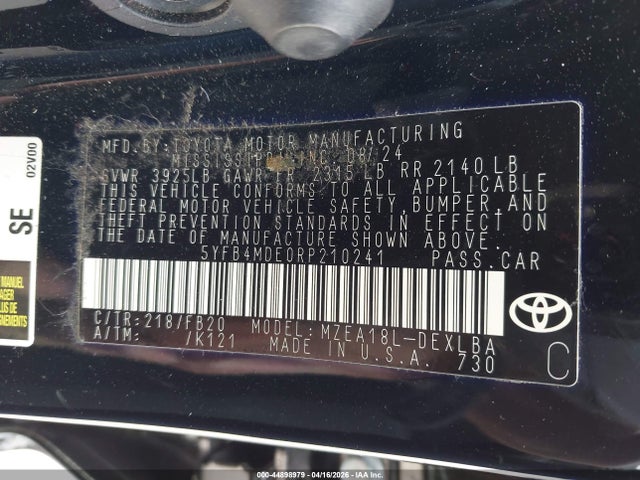 5YFB4MDE0RP210241 Toyota COROLLA LE