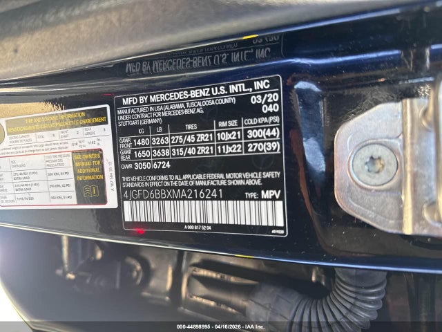 Aukcja sprzedaży 2021 Mercedes-benz Amg Gle 53 Coupe 4matic, vin: 4JGFD6BBXMA216241, numer aukcji: 44898995