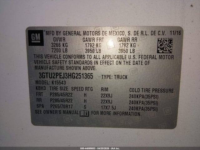 3GTU2PEJ3HG251365 GMC Sierra 1500 Denali