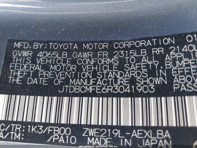 Продаж на аукціоні авто 2024 Toyota Corolla Hybrid Le, vin: JTDBCMFE6R3041903, номер лоту: 44899048