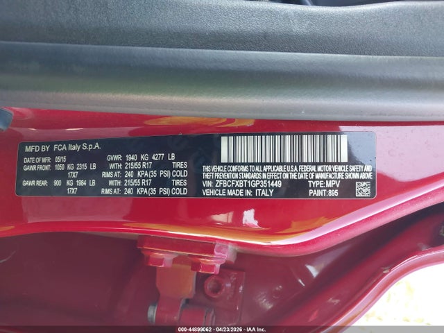Aukcja sprzedaży 2016 Fiat 500x Easy, vin: ZFBCFXBT1GP351449, numer aukcji: 44899062