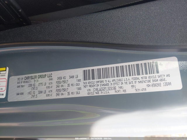 44899077 :رقم المزاد ، 1C4BJWDG2FL523186 vin ، 2015 Jeep Wrangler Unlimited Sport مزاد بيع