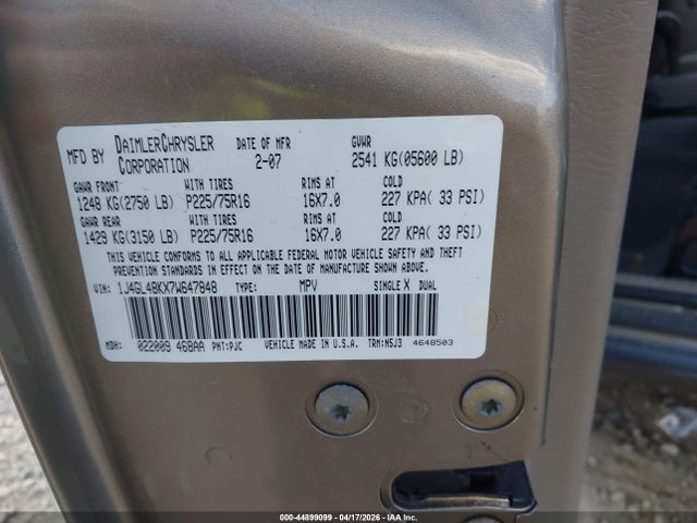 Продаж на аукціоні авто 2007 Jeep Liberty Sport, vin: 1J4GL48KX7W647848, номер лоту: 44899099