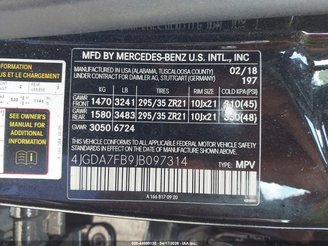Продаж на аукціоні авто 2018 Mercedes-benz Amg Gle 63 S 4matic, vin: 4JGDA7FB9JB097314, номер лоту: 44899120