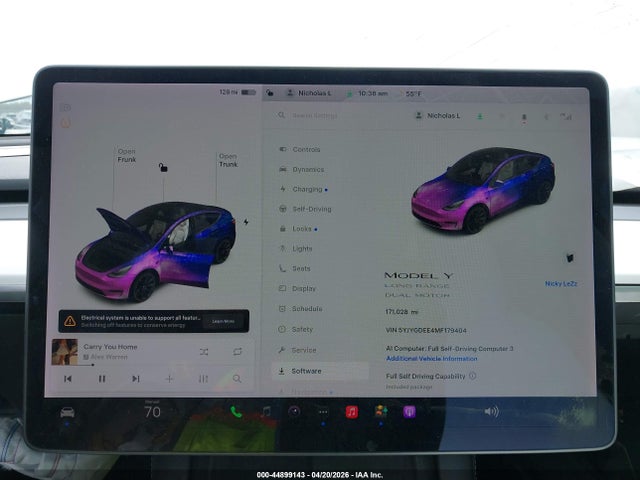 44899143 :رقم المزاد ، 5YJYGDEE4MF179404 vin ، 2021 Tesla Model Y Long Range Dual Motor All-wheel Drive مزاد بيع