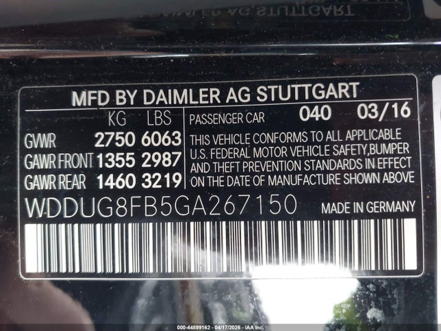 Aukcja sprzedaży 2016 Mercedes-benz S 550 4matic, vin: WDDUG8FB5GA267150, numer aukcji: 44899162