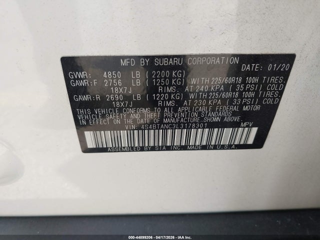 4S4BTANC3L3178301 Subaru Outback Limited