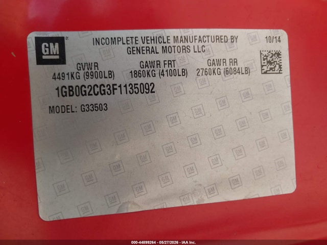 1GB0G2CG3F1135092 Chevrolet Express Cutaway 3500