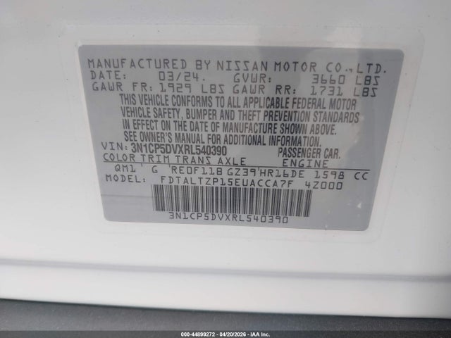 Aukcja sprzedaży 2024 Nissan Kicks Sr Xtronic Cvt, vin: 3N1CP5DVXRL540390, numer aukcji: 44899272