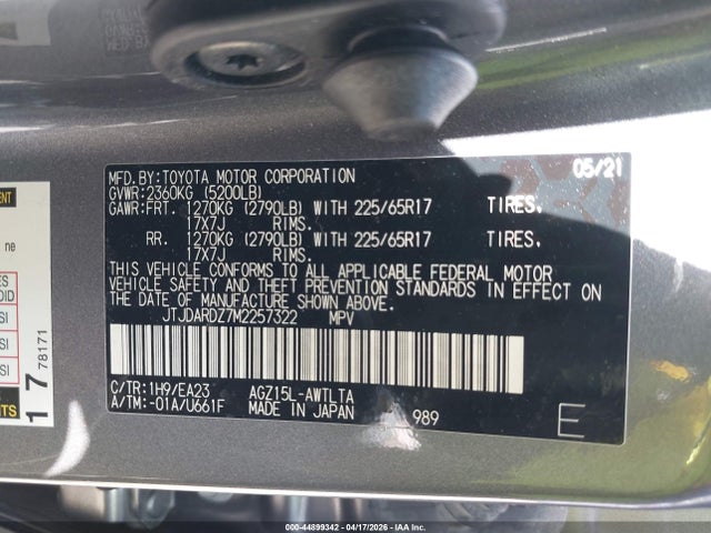 Продаж на аукціоні авто 2021 Lexus Nx 300, vin: JTJDARDZ7M2257322, номер лоту: 44899342