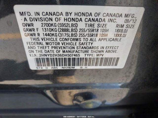 Aukcja sprzedaży 2013 Acura Mdx Technology Package, vin: 2HNYD2H36DH507465, numer aukcji: 44899351