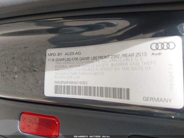 Продаж на аукціоні авто 2019 Audi A4 45 Premium, vin: WAUENAF49KA016053, номер лоту: 44899370