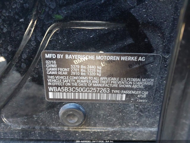 Aukcja sprzedaży 2016 Bmw 535i Xdrive, vin: WBA5B3C50GG257263, numer aukcji: 44899363