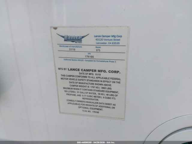 Lance Truck Camper 2019 176165 Image 9
