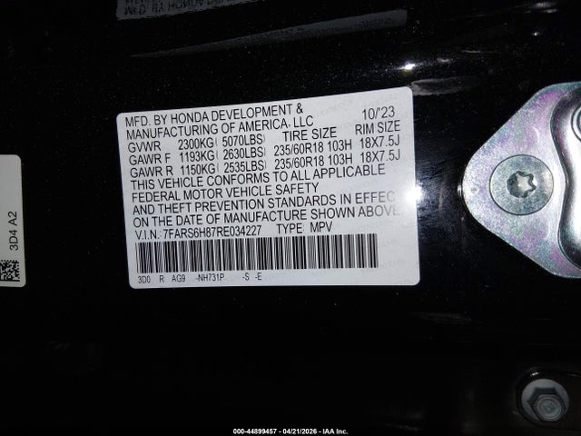 7FARS6H87RE034227 Honda Cr-v Hybrid Sport-l