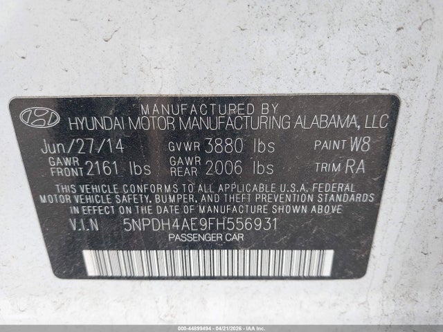Продаж на аукціоні авто 2015 Hyundai Elantra Se, vin: 5NPDH4AE9FH556931, номер лоту: 44899494