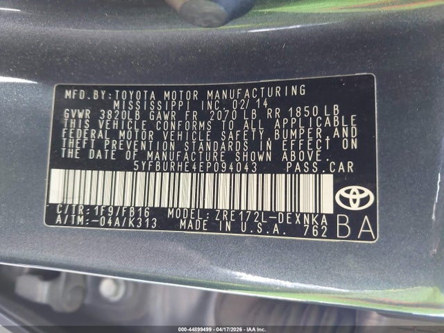Toyota Corolla Le Plus 2014 5YFBURHE4EP094043 Image 9