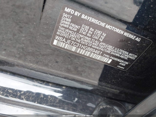 2017 Bmw 540i Xdrive მანქანა იყიდება აუქციონზე, vin: WBAJE7C31HG889461, აუქციონის ნომერი: 44899507