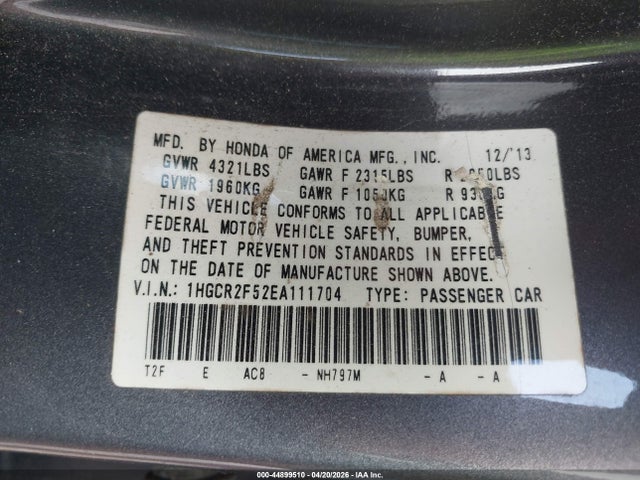Honda Accord Sport 2014 1HGCR2F52EA111704 Image 9