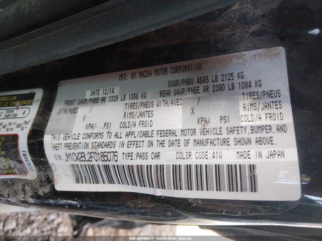 Aukcja sprzedaży 2015 Mazda Mazda5 Sport, vin: JM1CW2BL2F0185076, numer aukcji: 44899517
