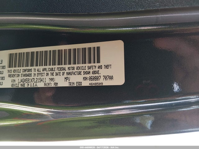 2007 Jeep Wrangler Unlimited Sahara მანქანა იყიდება აუქციონზე, vin: 1J4GA591X7L215411, აუქციონის ნომერი: 44899528