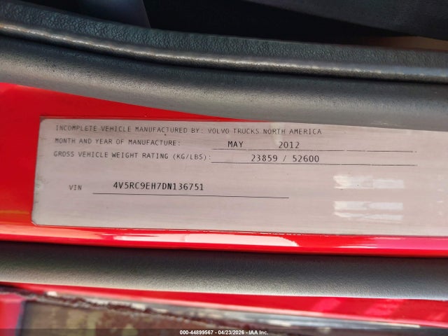 Продаж на аукціоні авто 2013 Volvo Vah, vin: 4V5RC9EH7DN136751, номер лоту: 44899567