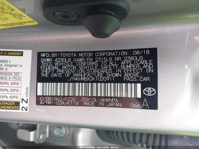 Toyota C-HR LE 2019 JTNKHMBX2K1020911 Image 9