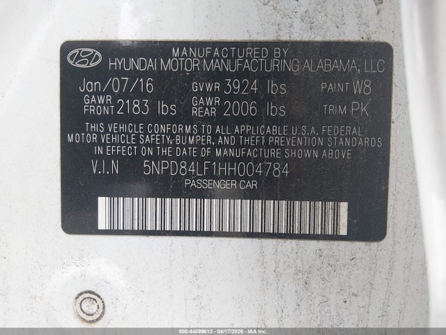 2017 Hyundai Elantra Se მანქანა იყიდება აუქციონზე, vin: 5NPD84LF1HH004784, აუქციონის ნომერი: 44899613
