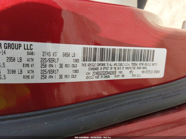 Продаж на аукціоні авто 2014 Dodge Grand Caravan Sxt 30th Anniversary, vin: 2C4RDGCG2ER462828, номер лоту: 44899630