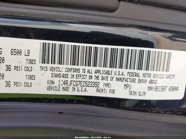 44899636 :رقم المزاد ، 1C4RJFCG7EC523392 vin ، 2014 Jeep Grand Cherokee Overland مزاد بيع