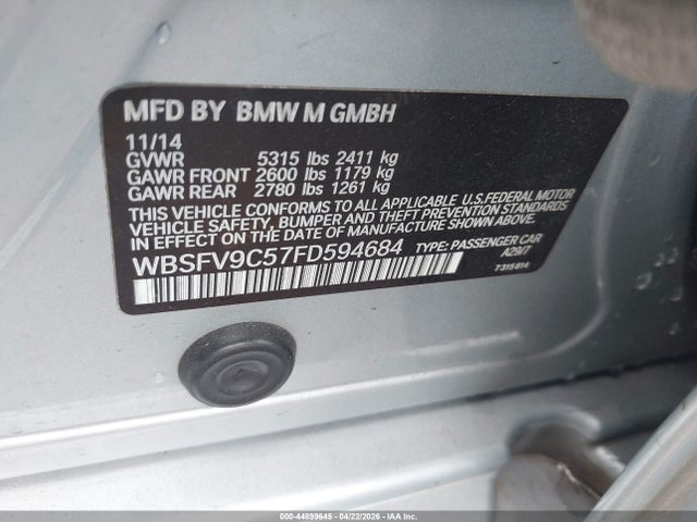 Aukcja sprzedaży 2015 Bmw M5, vin: WBSFV9C57FD594684, numer aukcji: 44899645