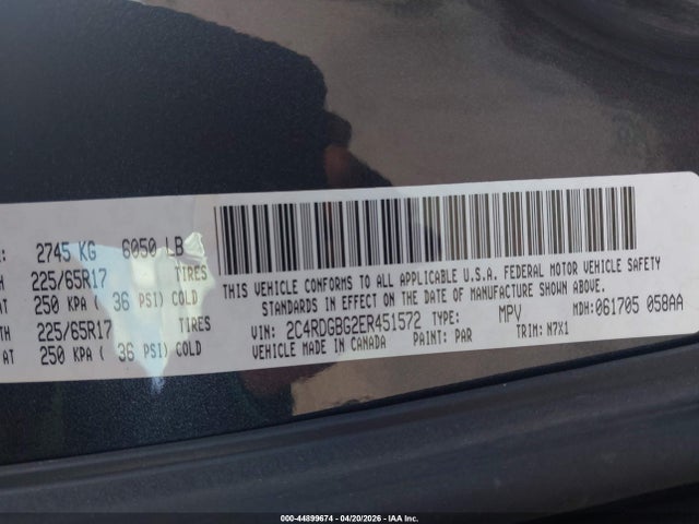 Aukcja sprzedaży 2014 Dodge Grand Caravan Se 30th Anniversary, vin: 2C4RDGBG2ER451572, numer aukcji: 44899674