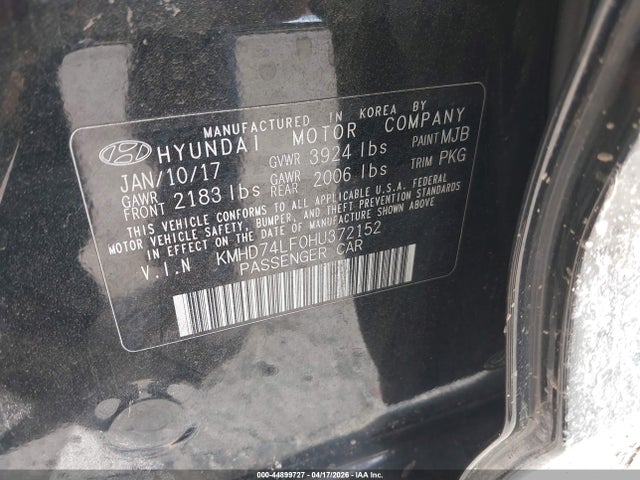 Hyundai ELANTRA SE 2017 KMHD74LF0HU372152 Image 9