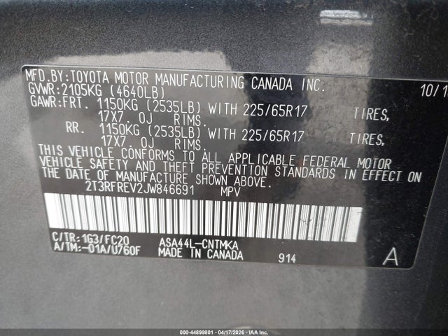 Toyota Rav4 Xle 2018 2T3RFREV2JW846691 Image 9