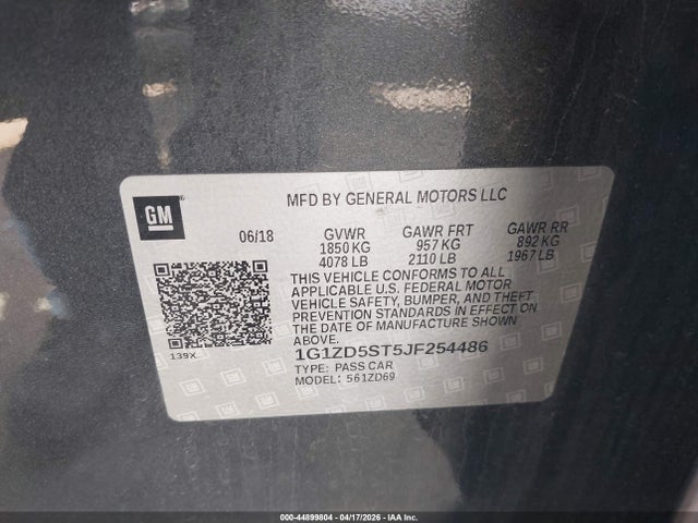 Chevrolet MALIBU LT 2018 1G1ZD5ST5JF254486 Image 9