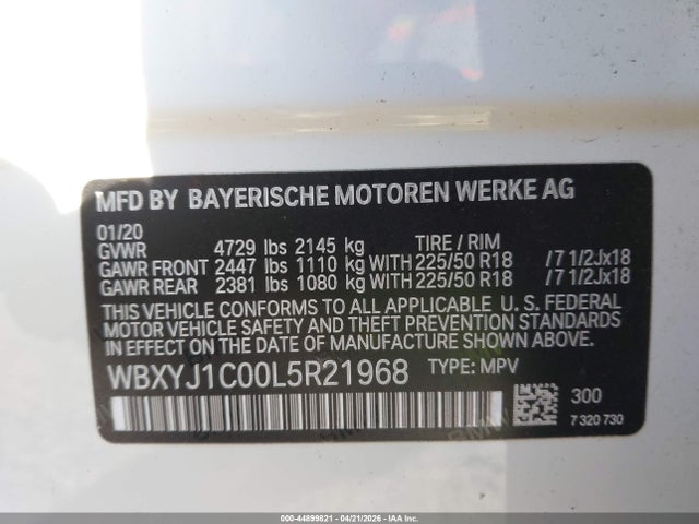Aukcja sprzedaży 2020 Bmw X2 Xdrive28i, vin: WBXYJ1C00L5R21968, numer aukcji: 44899821