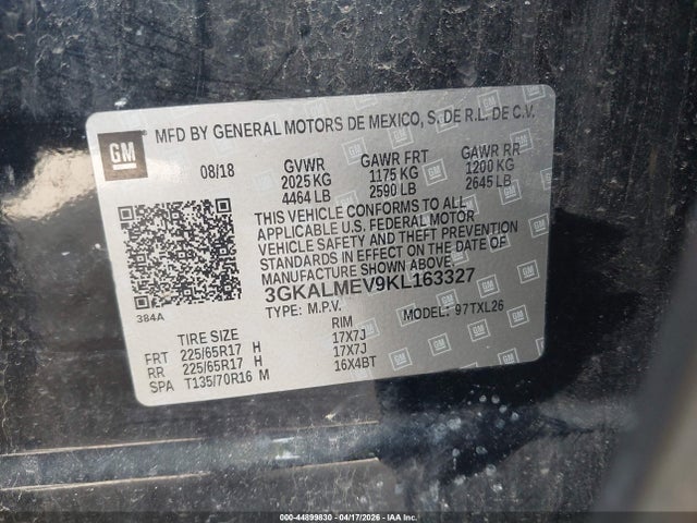 3GKALMEV9KL163327 GMC Terrain Sle